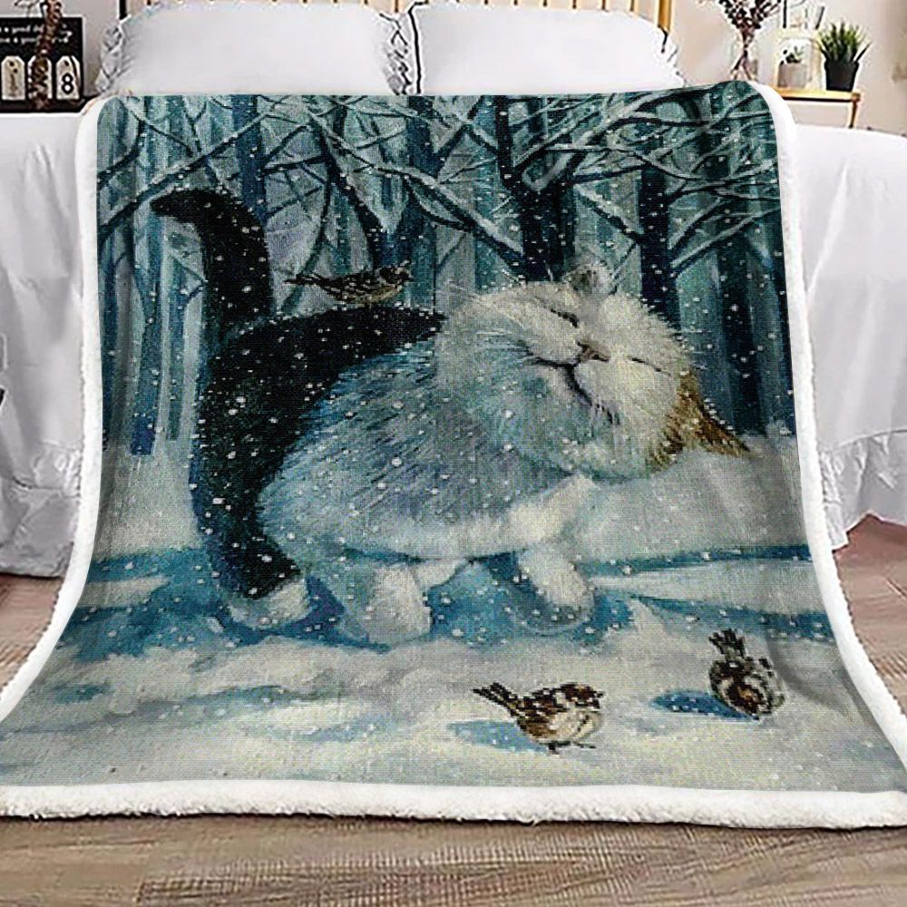 Cat Sherpa Fleece Blanket