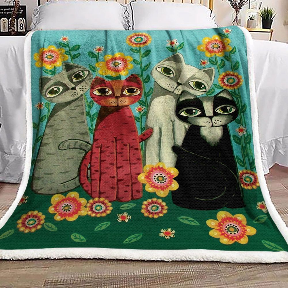 Cat Sherpa Fleece Blanket