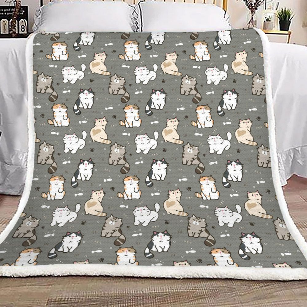 Cat Sherpa Fleece Blanket