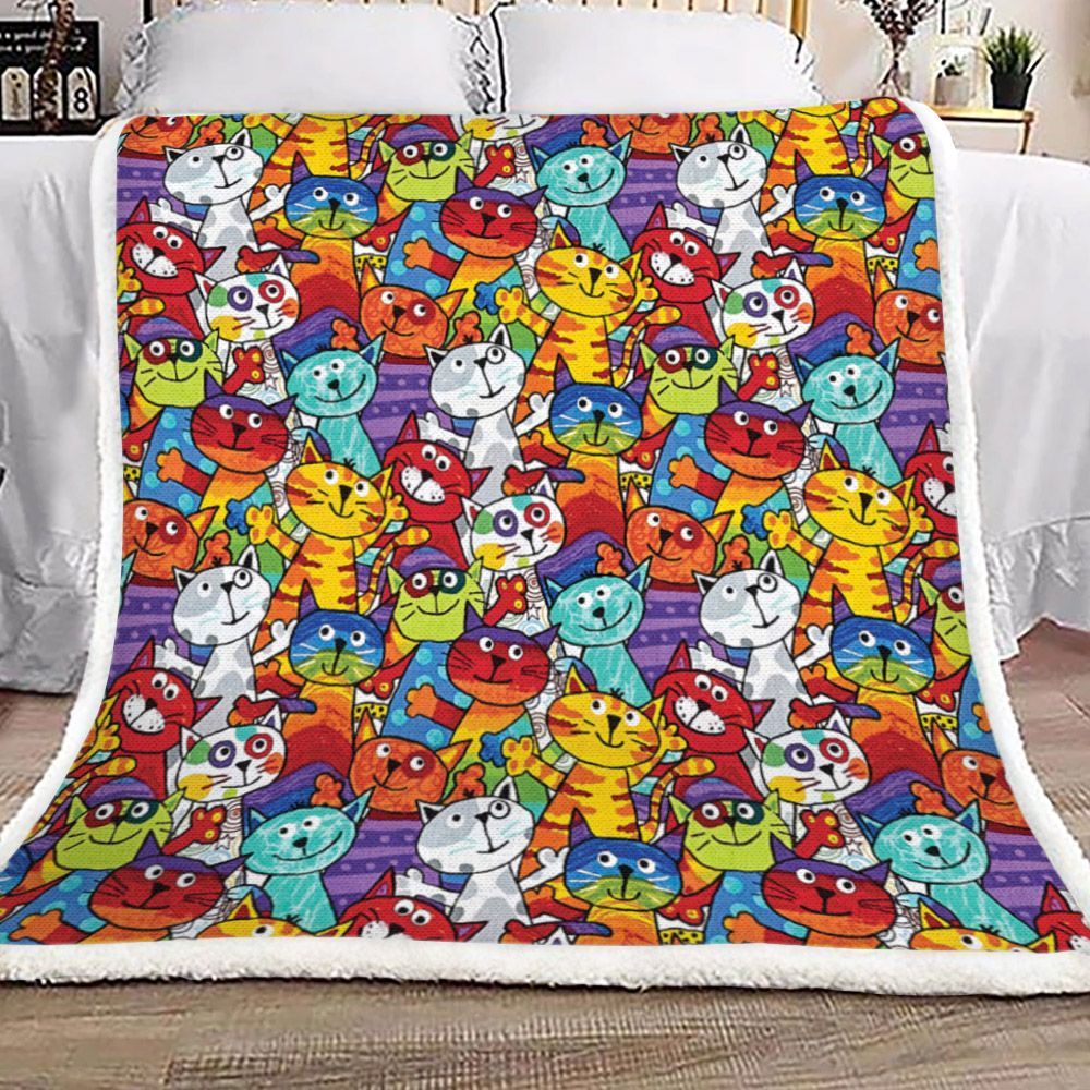 Cat Sherpa Fleece Blanket