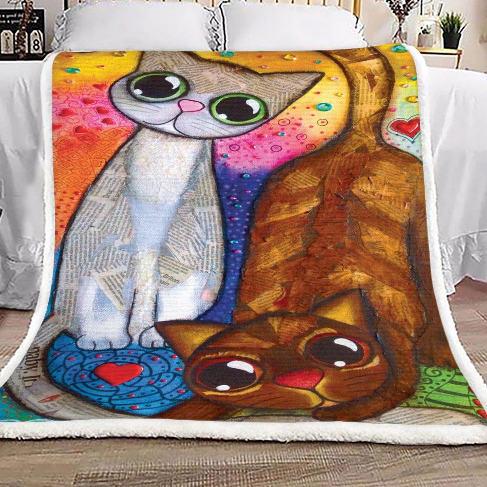 Cat Sherpa Fleece Blanket