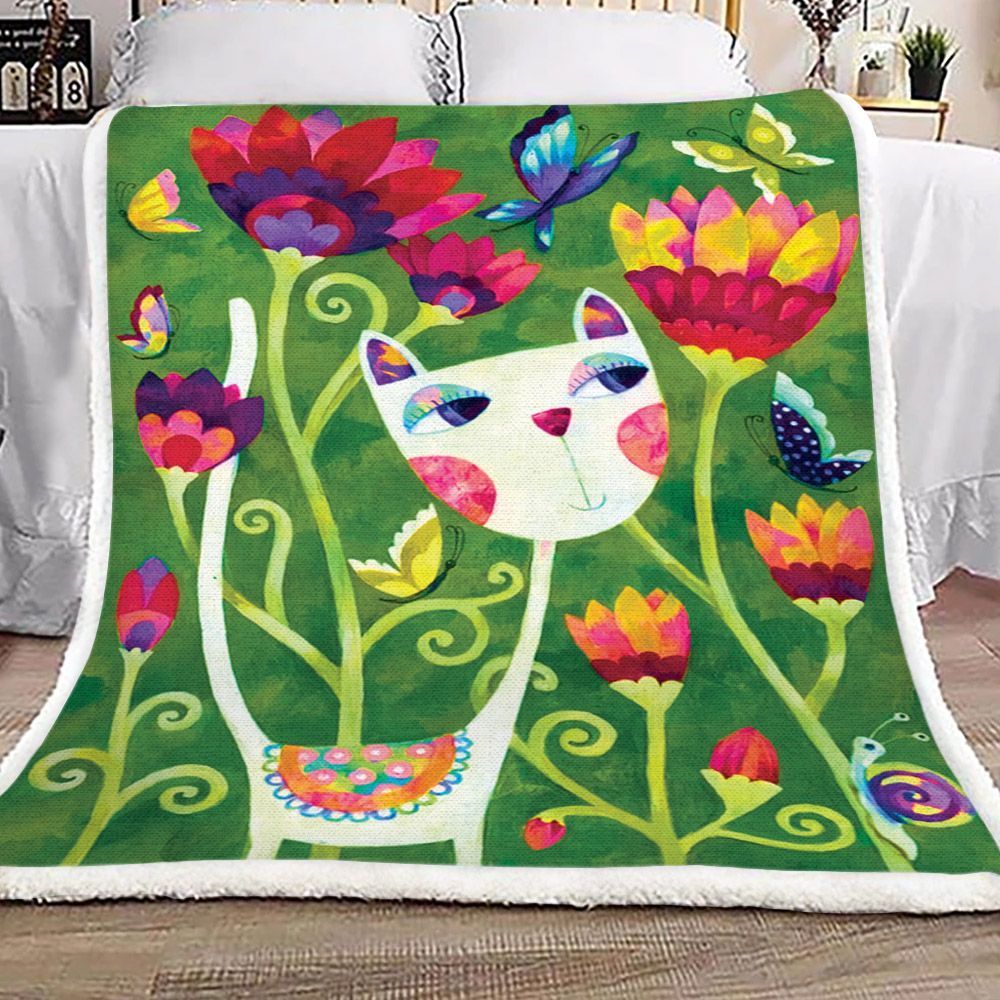 Cat Sherpa Fleece Blanket