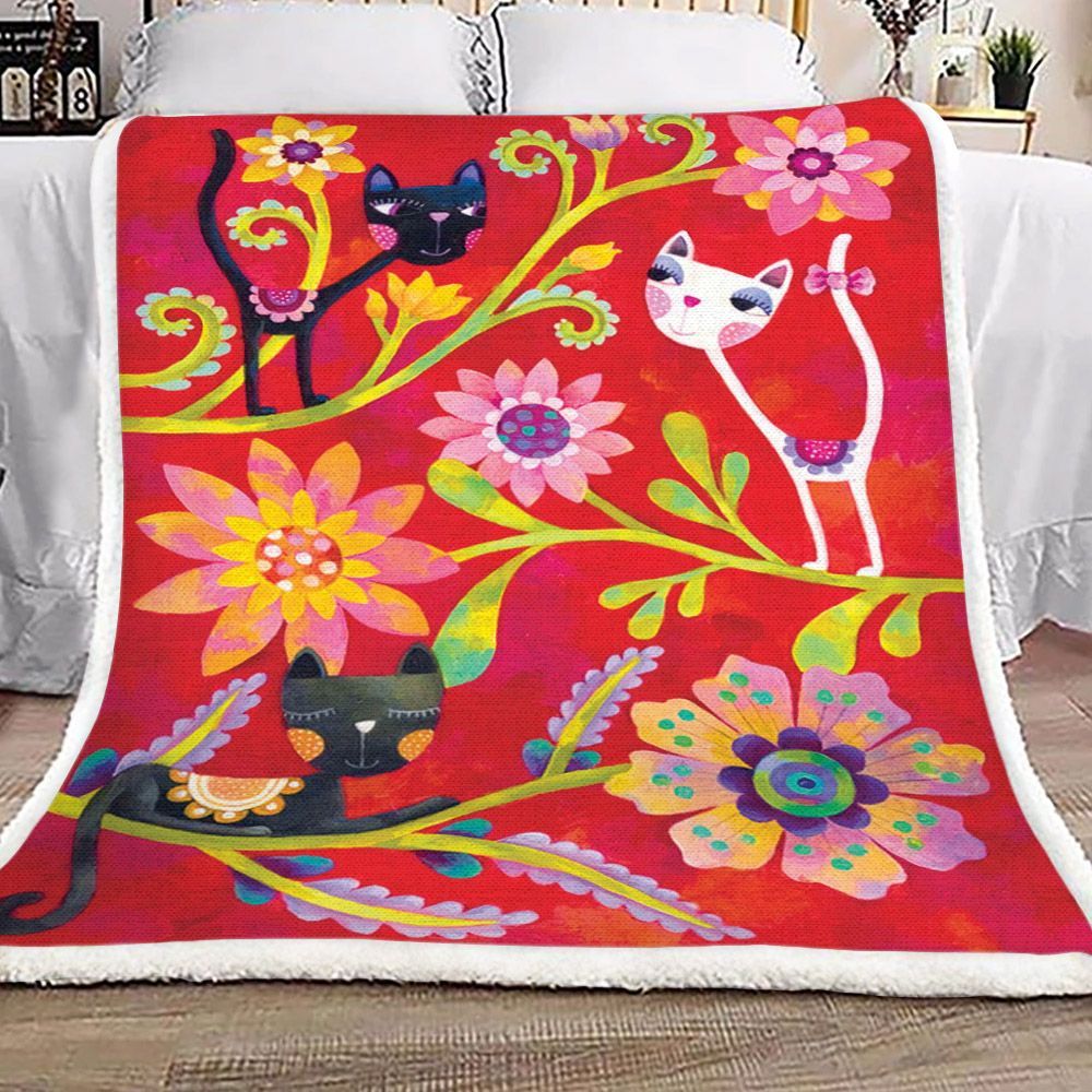 Cat Sherpa Fleece Blanket