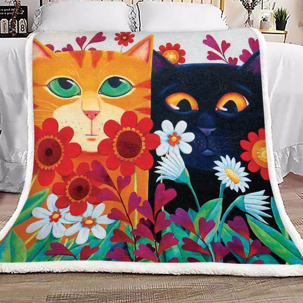 Cat Sherpa Fleece Blanket