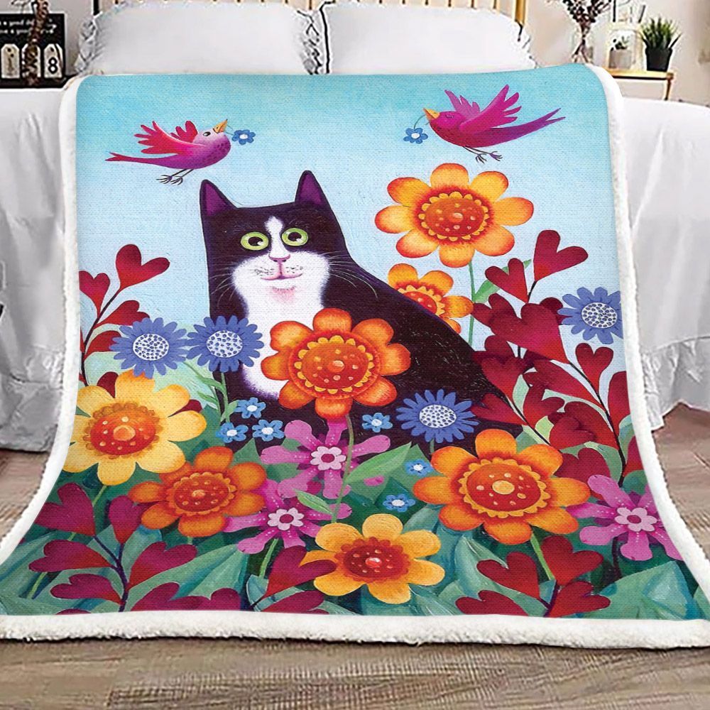 Cat Sherpa Fleece Blanket