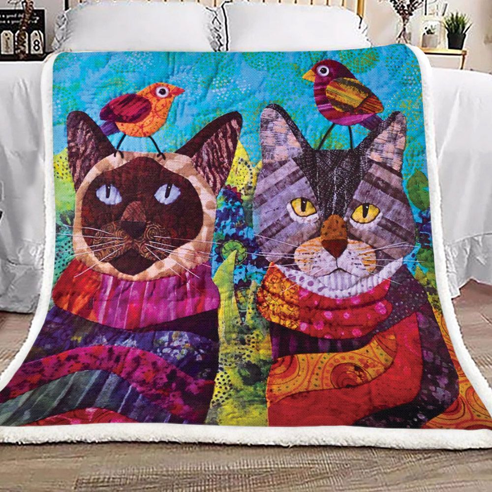 Cat Sherpa Fleece Blanket