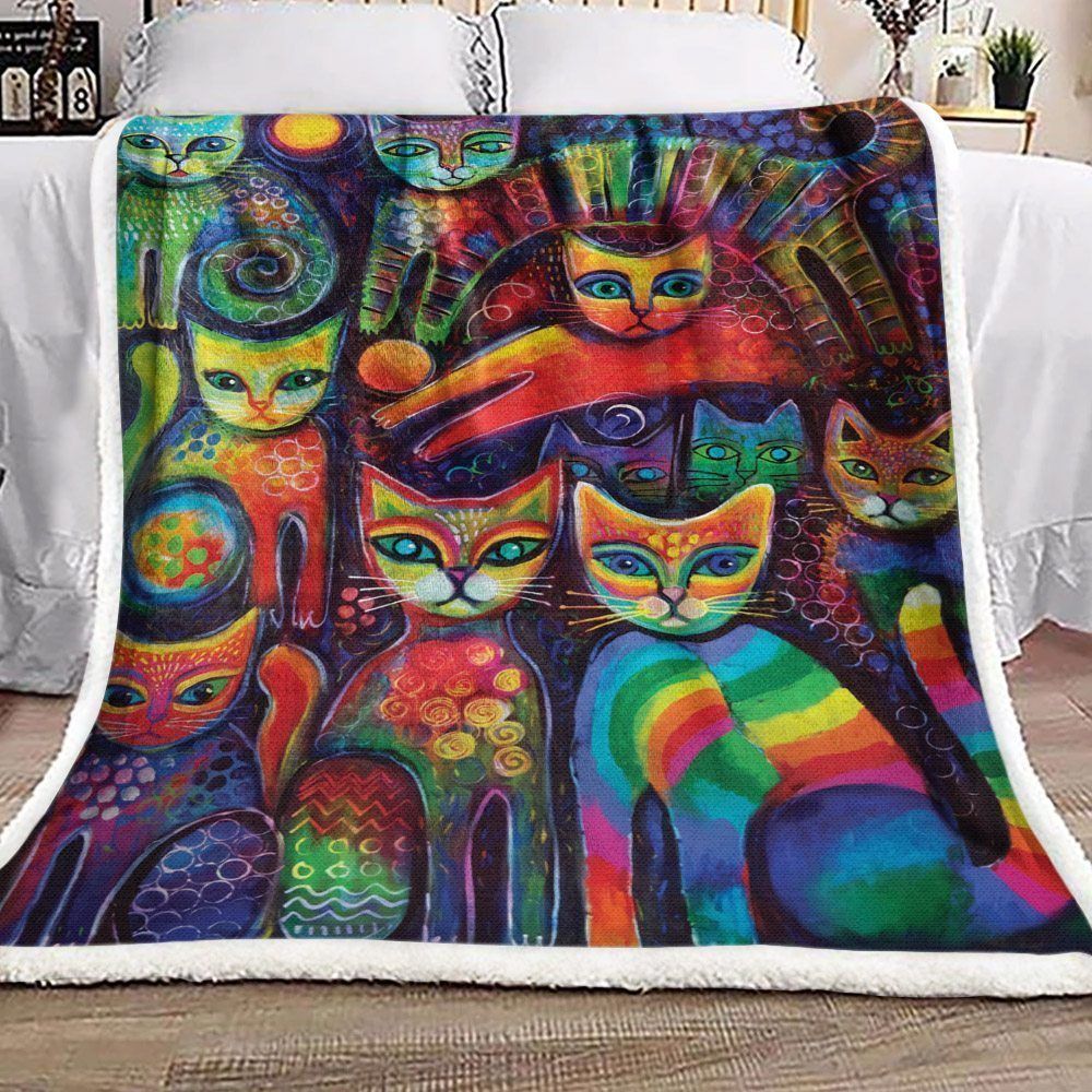 Cat Sherpa Fleece Blanket