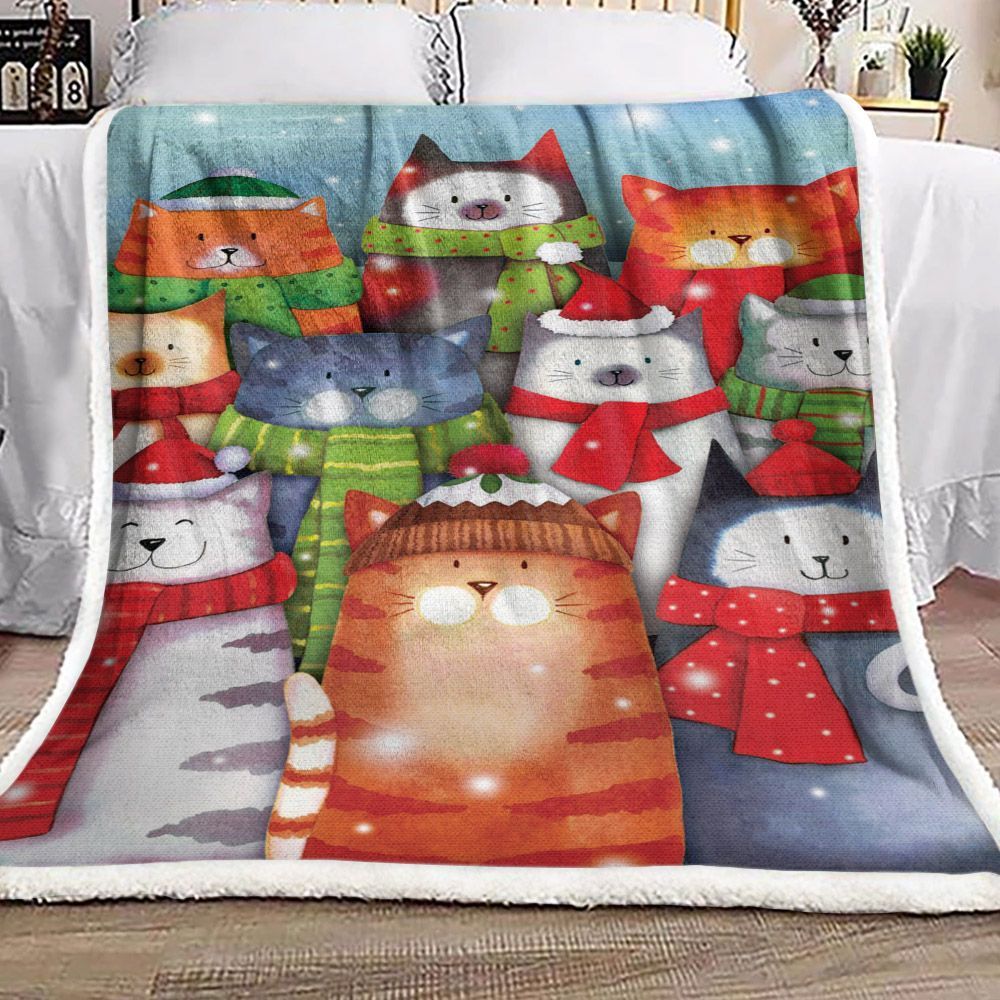 Cat Sherpa Fleece Blanket
