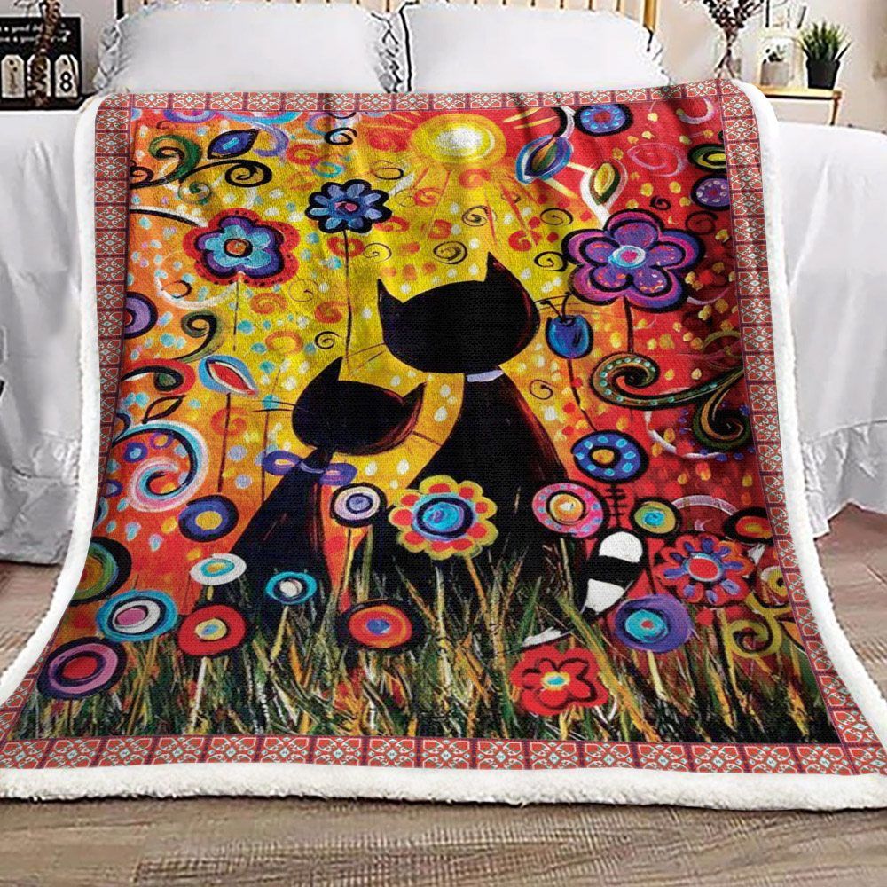 Cat Sherpa Fleece Blanket