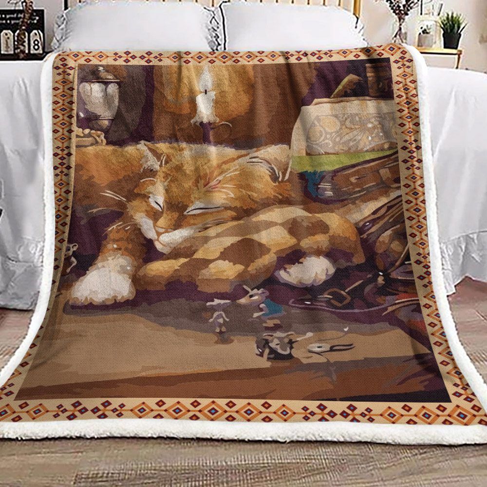 Cat Sherpa Fleece Blanket