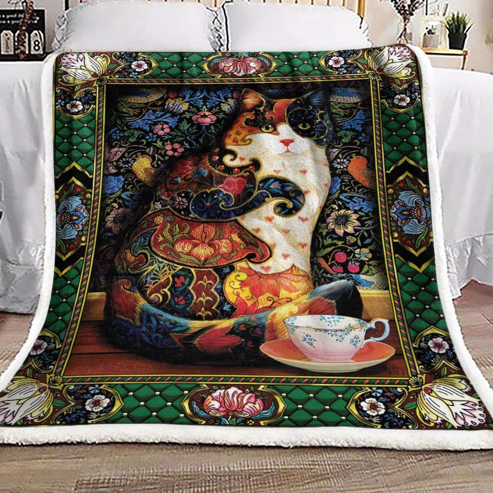Cat Sherpa Fleece Blanket