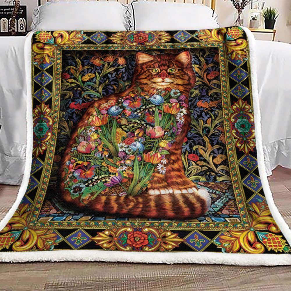 Cat Sherpa Fleece Blanket