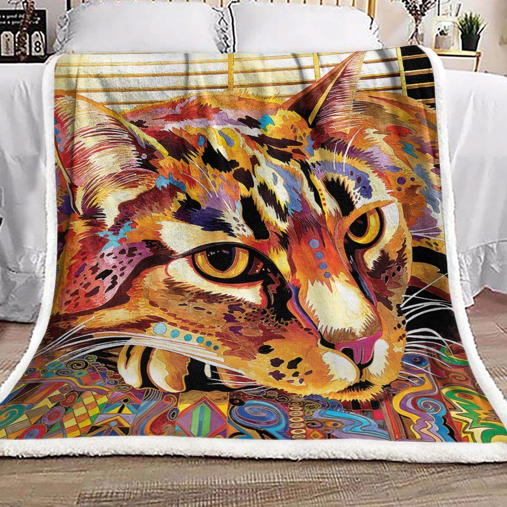 Cat Sherpa Fleece Blanket