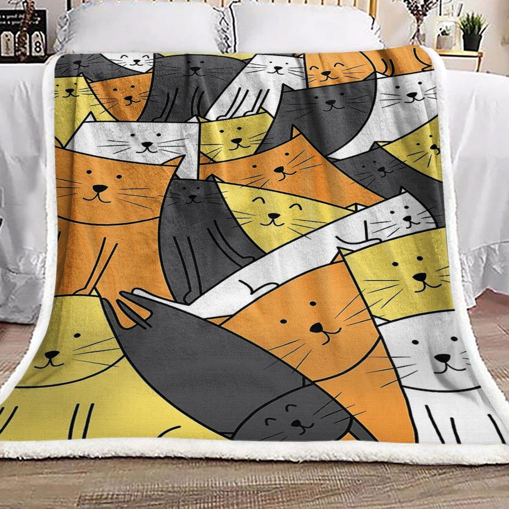 Cat Sherpa Fleece Blanket
