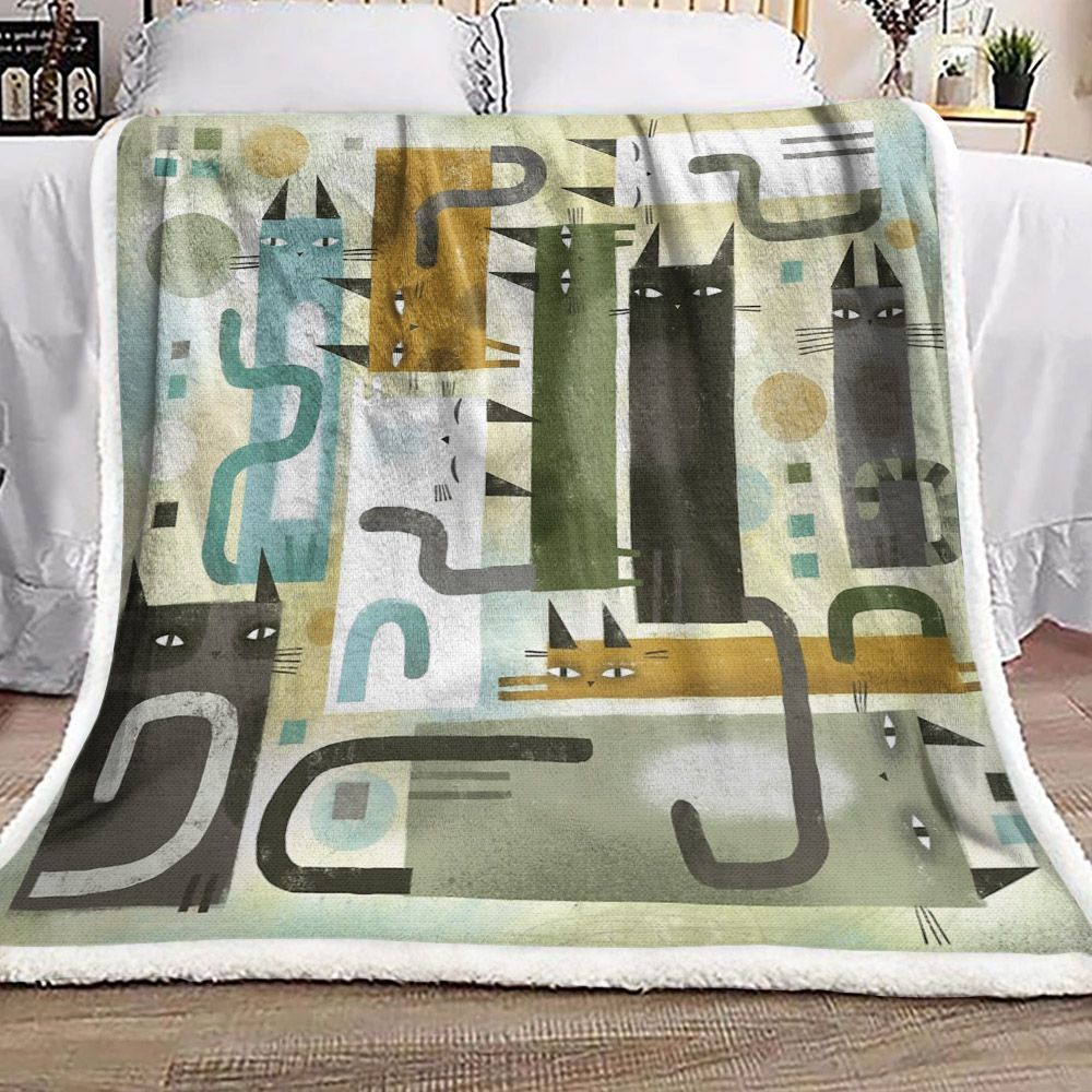 Cat Sherpa Fleece Blanket