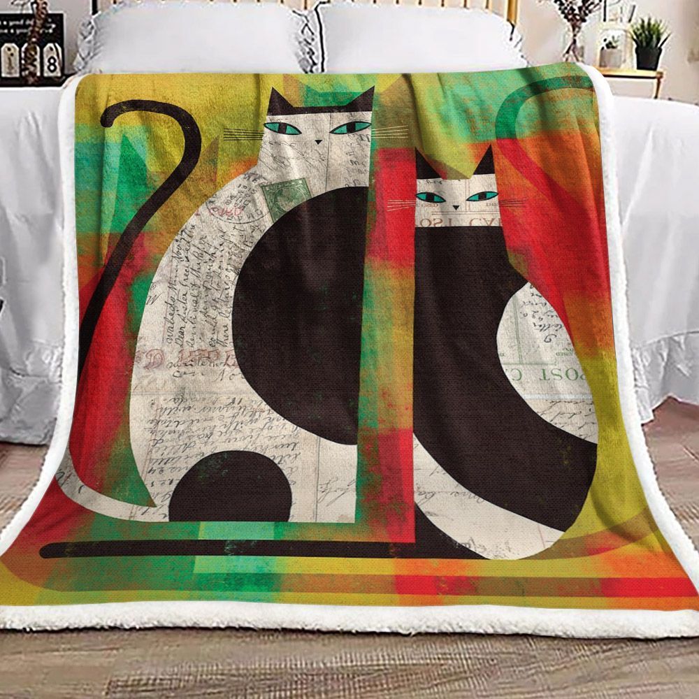 Cat Sherpa Fleece Blanket
