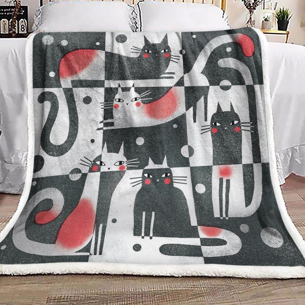Cat Sherpa Fleece Blanket