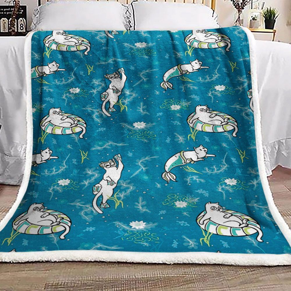 Cat Sherpa Fleece Blanket