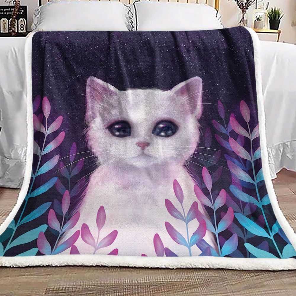 Cat Sherpa Fleece Blanket