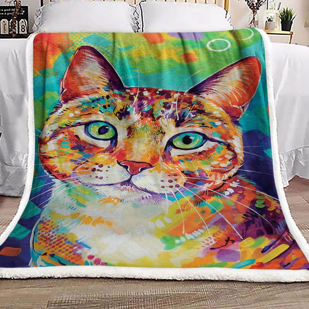 Cat Sherpa Fleece Blanket