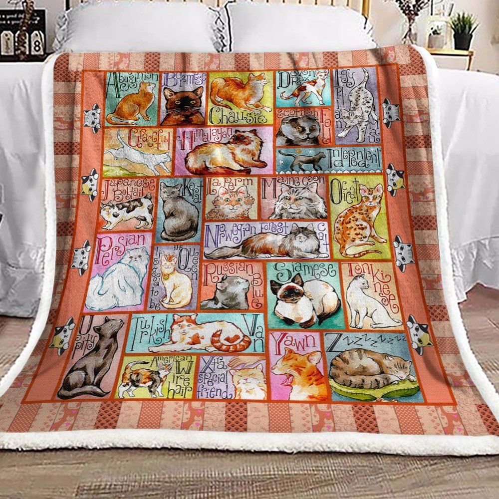 Cat Sherpa Fleece Blanket