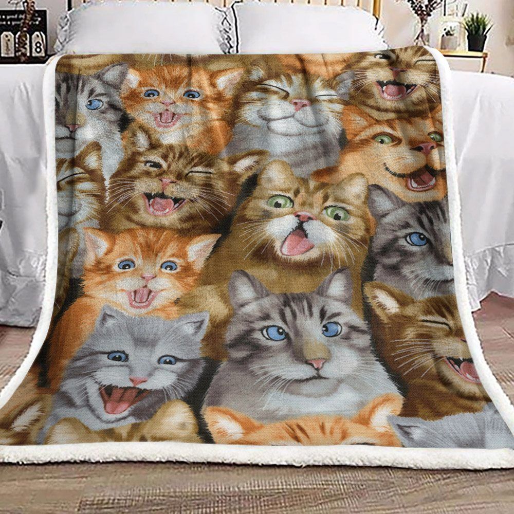 Cat Sherpa Fleece Blanket