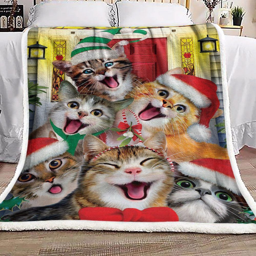 Cat Sherpa Fleece Blanket