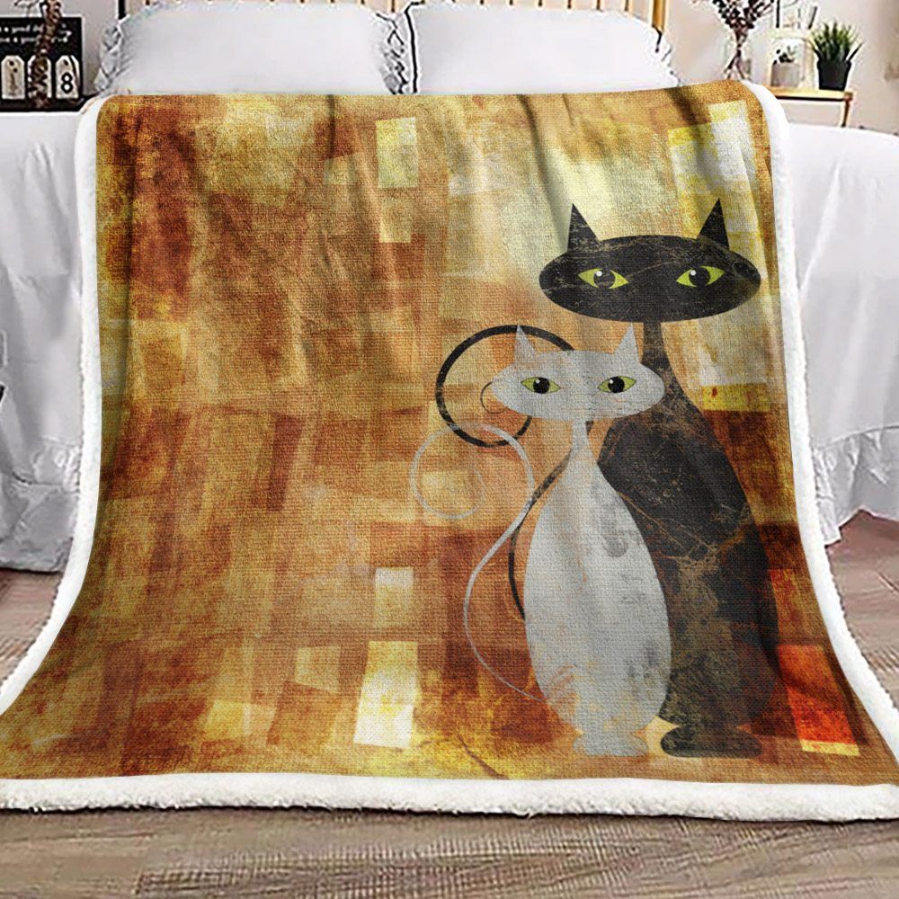 Cat Sherpa Fleece Blanket