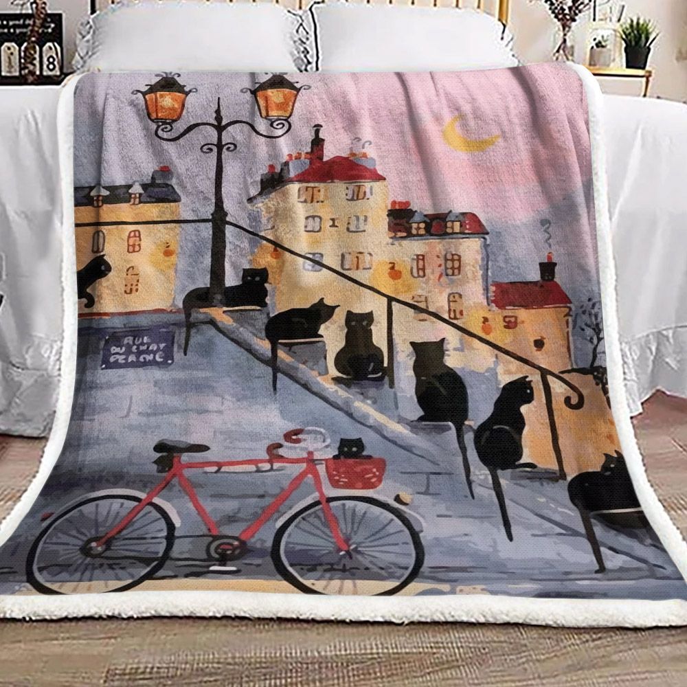 Cat Sherpa Fleece Blanket