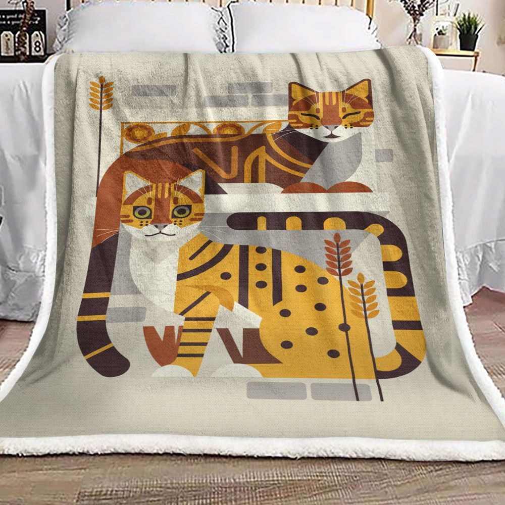 Cat Sherpa Fleece Blanket