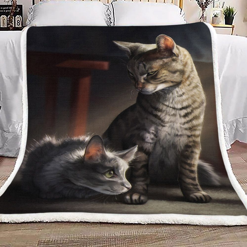Cat Sherpa Fleece Blanket
