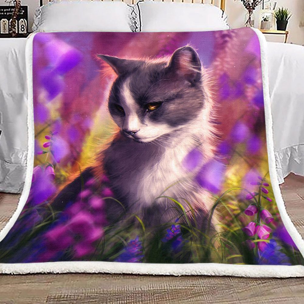 Cat Sherpa Fleece Blanket