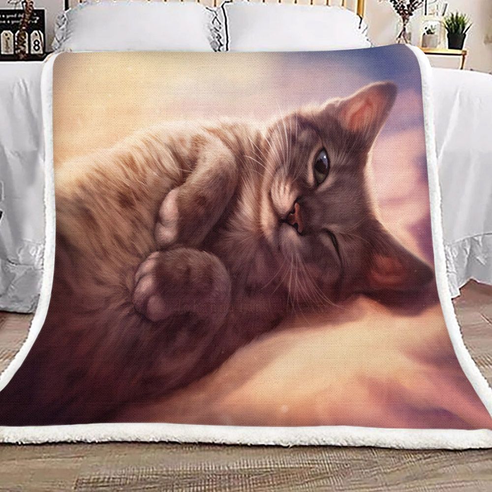 Cat Sherpa Fleece Blanket