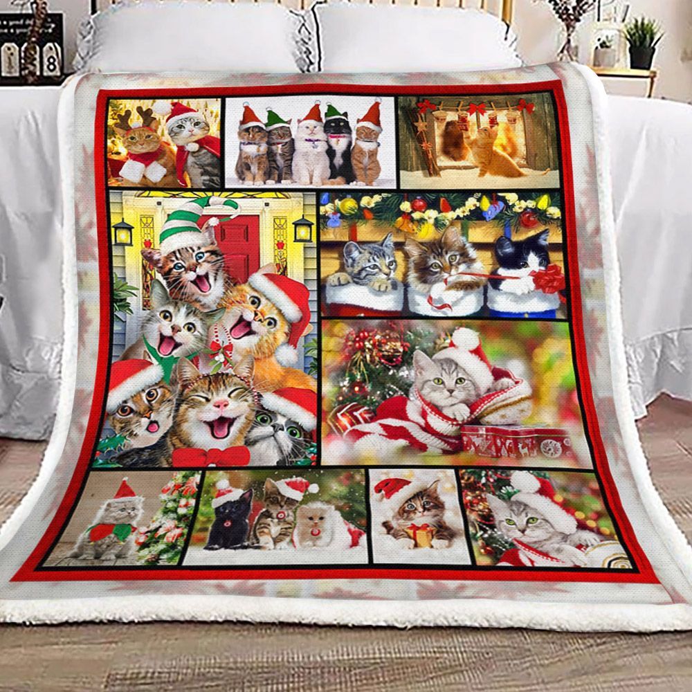 Cat Sherpa Fleece Blanket