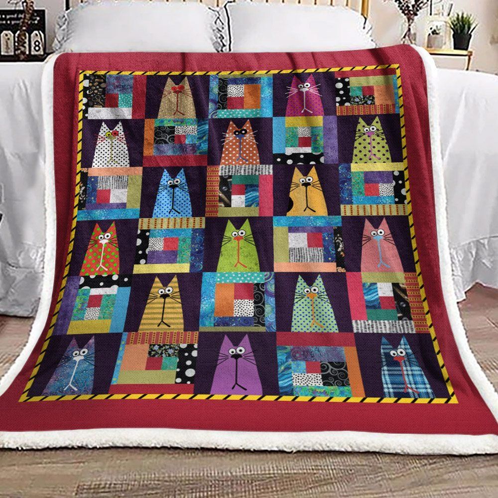 Cat Sherpa Fleece Blanket