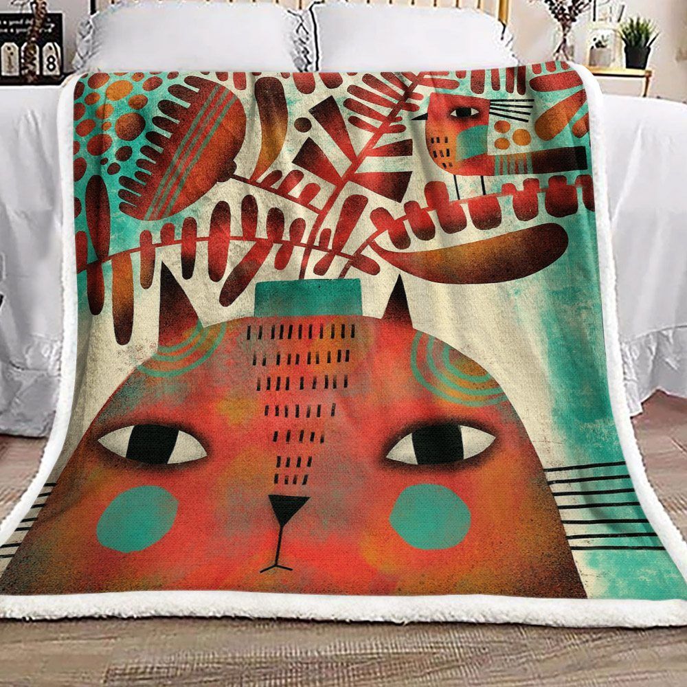 Cat Sherpa Fleece Blanket