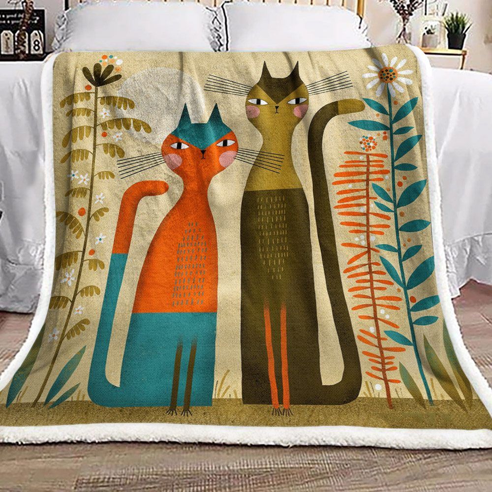 Cat Sherpa Fleece Blanket