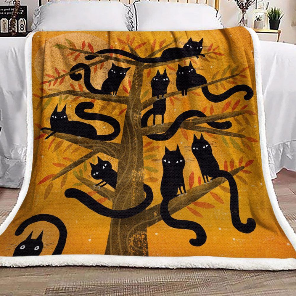 Cat Sherpa Fleece Blanket