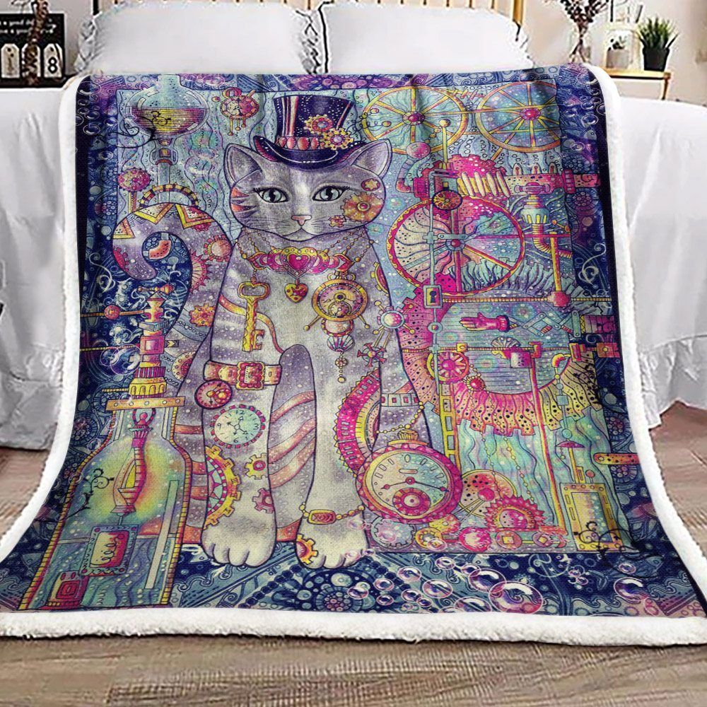 Cat Sherpa Fleece Blanket