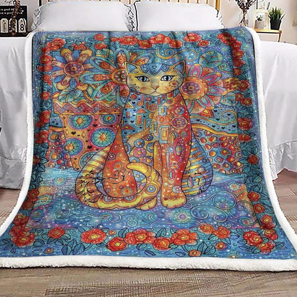 Cat Sherpa Fleece Blanket
