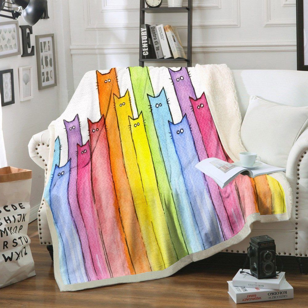 Cat Sherpa Fleece Blanket