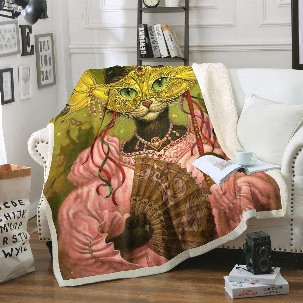 Cat Sherpa Fleece Blanket