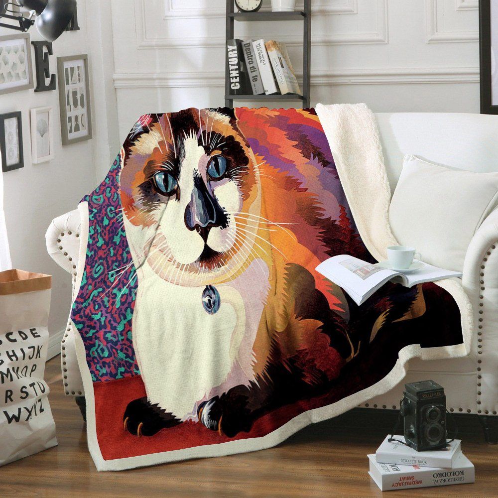 Cat Sherpa Fleece Blanket