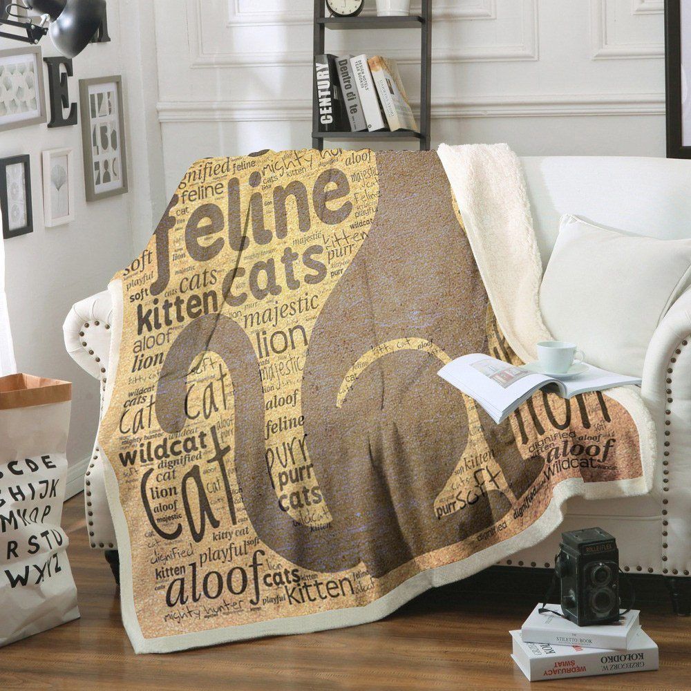 Cat Sherpa Fleece Blanket