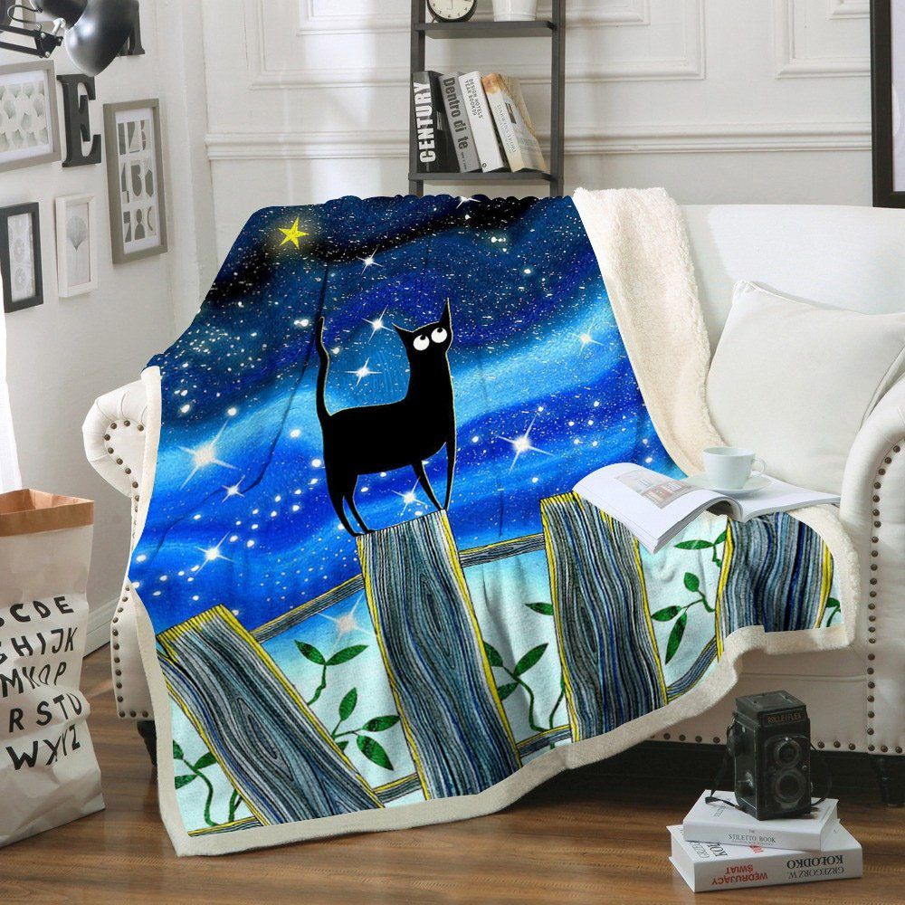 Cat Sherpa Fleece Blanket