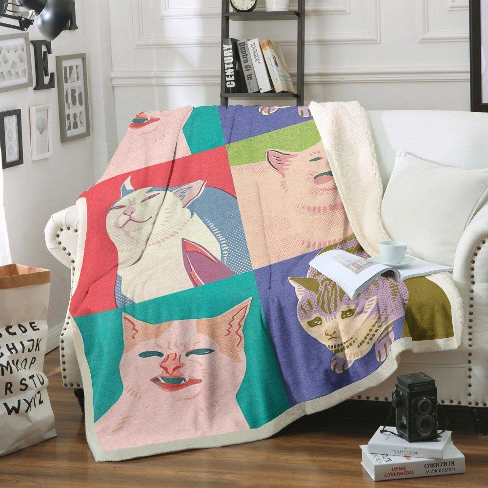 Cat Sherpa Fleece Blanket