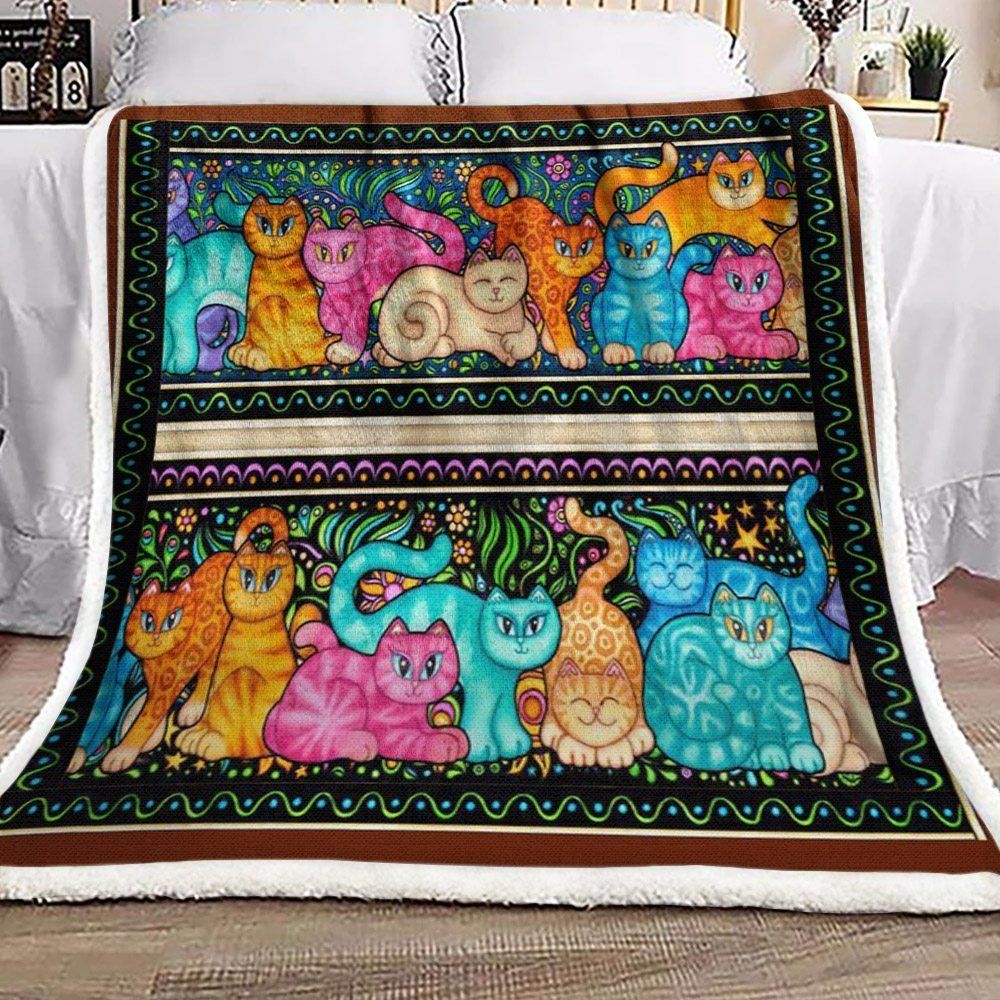 Cat Sherpa Fleece Blanket