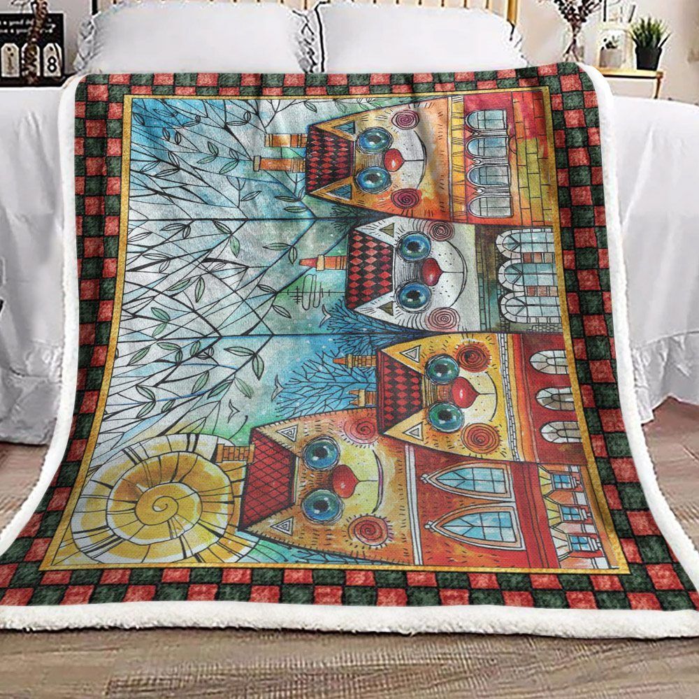 Cat Sherpa Fleece Blanket
