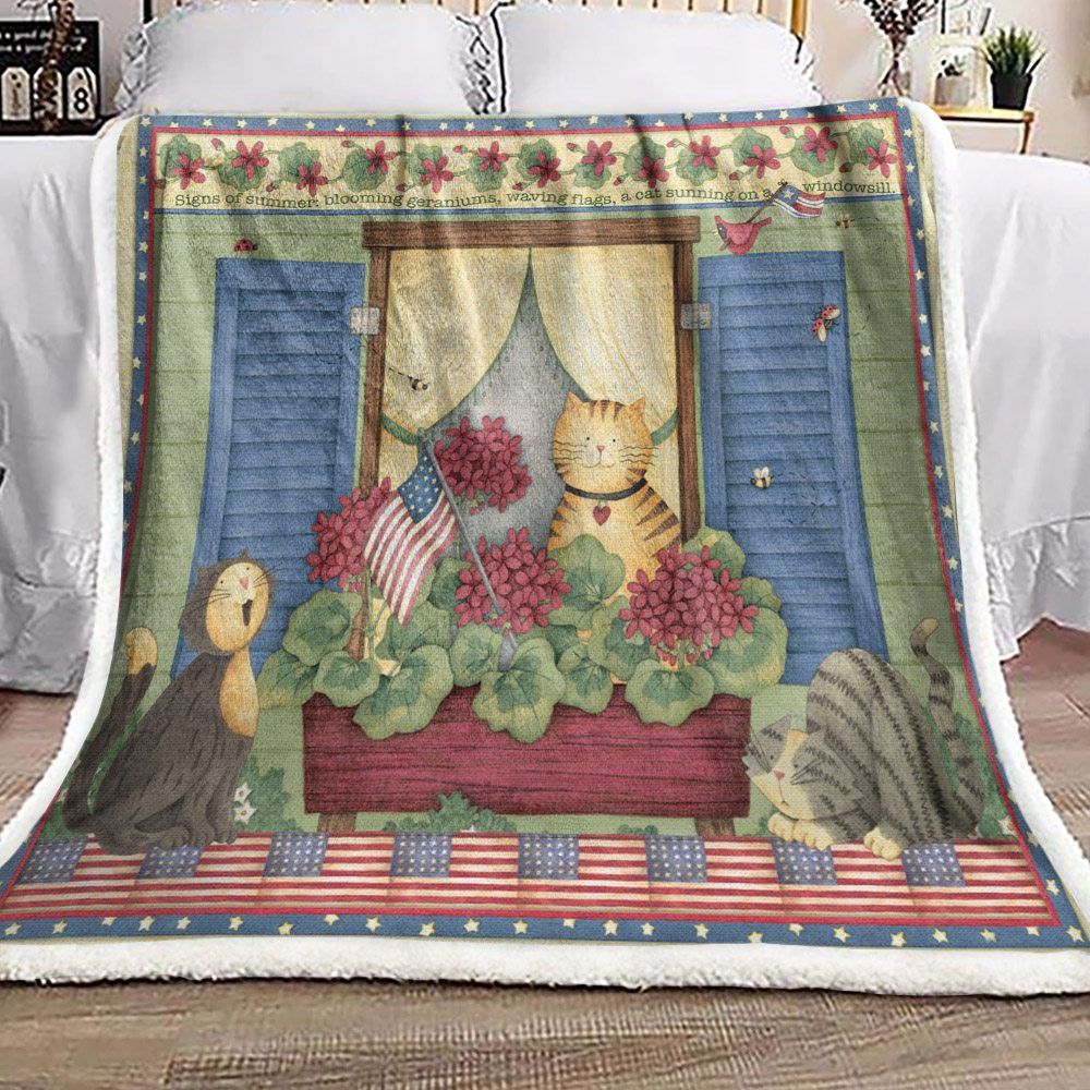 Cat Sherpa Fleece Blanket