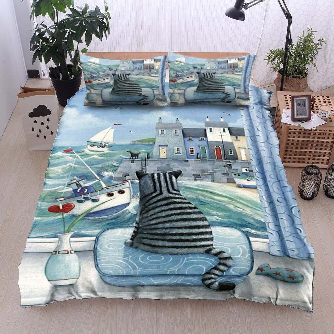 Cat Ocean Boat Bedding Set